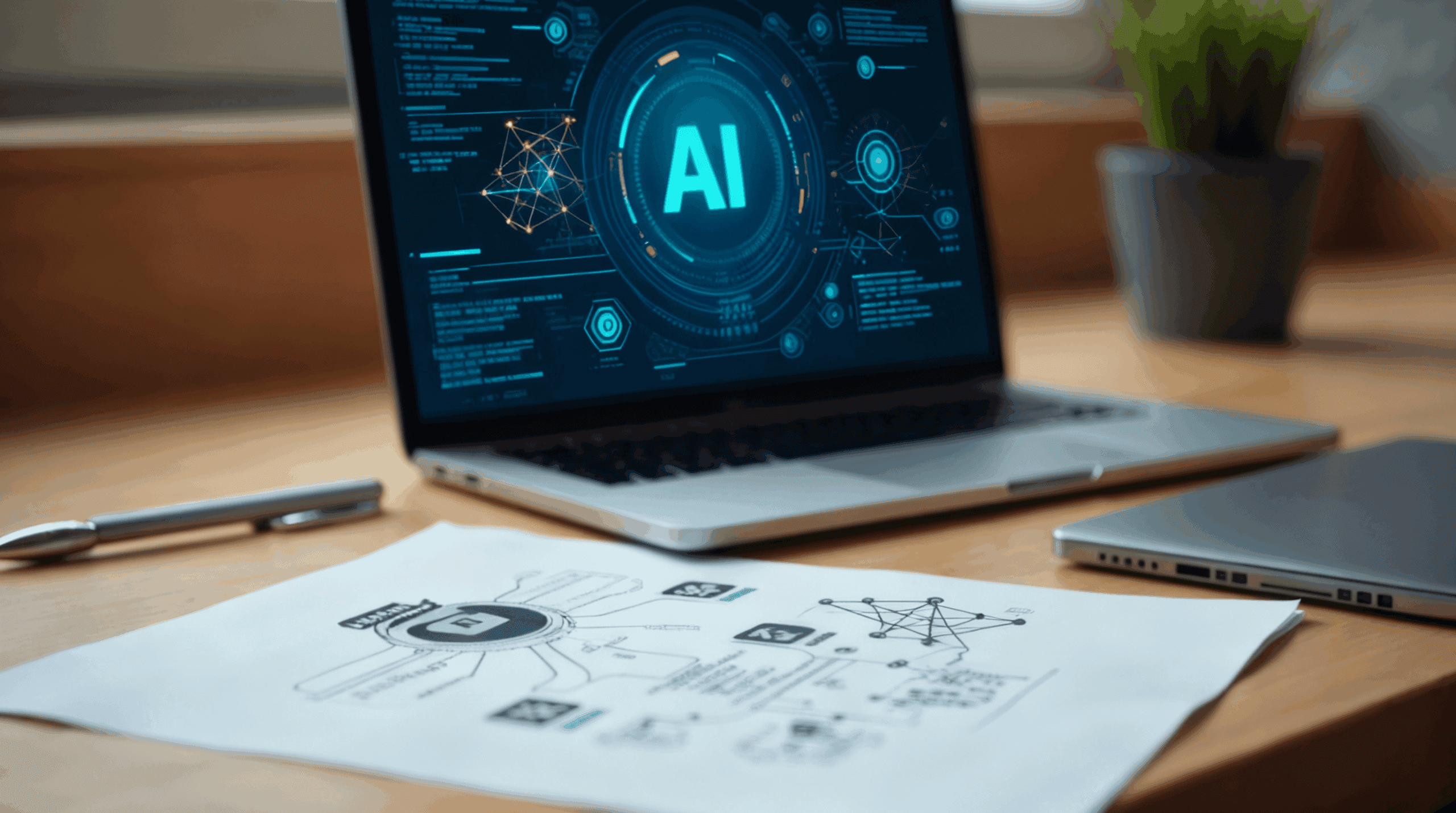 Laptop showing AI and privacy security